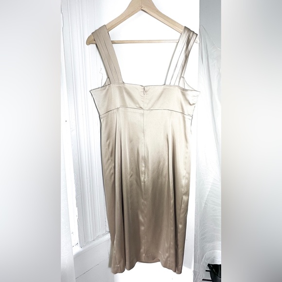 CALVIN KLEIN 🥂 Y2K cocktail satin mini metallic bronze dress L • XL - Picture 7 of 7